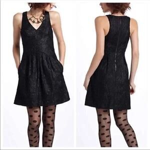 Anthropologie Black Textured Mini Dress